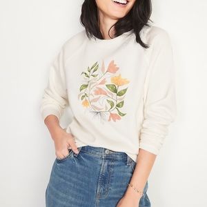 NEW Old Navy White Pink And Yellow Floral Crewneck